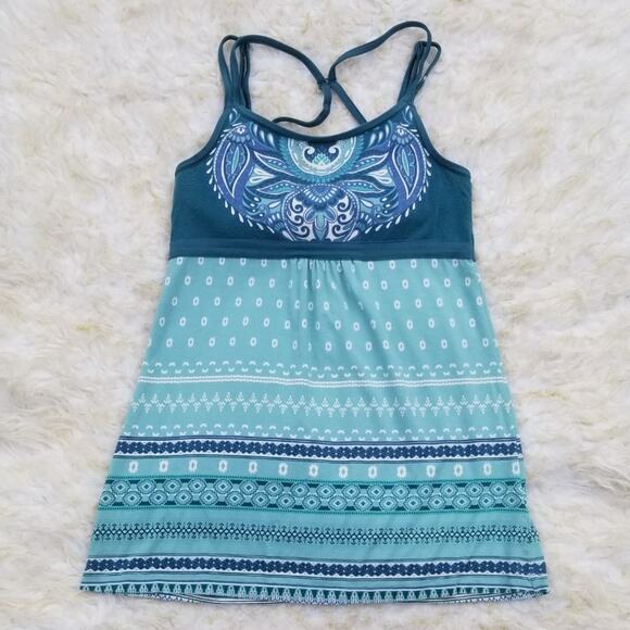 Strappy Back Yoga Tanktop Athleta Empire Cami Size XS Green Blue Athleisure Top - Picture 10 of 10